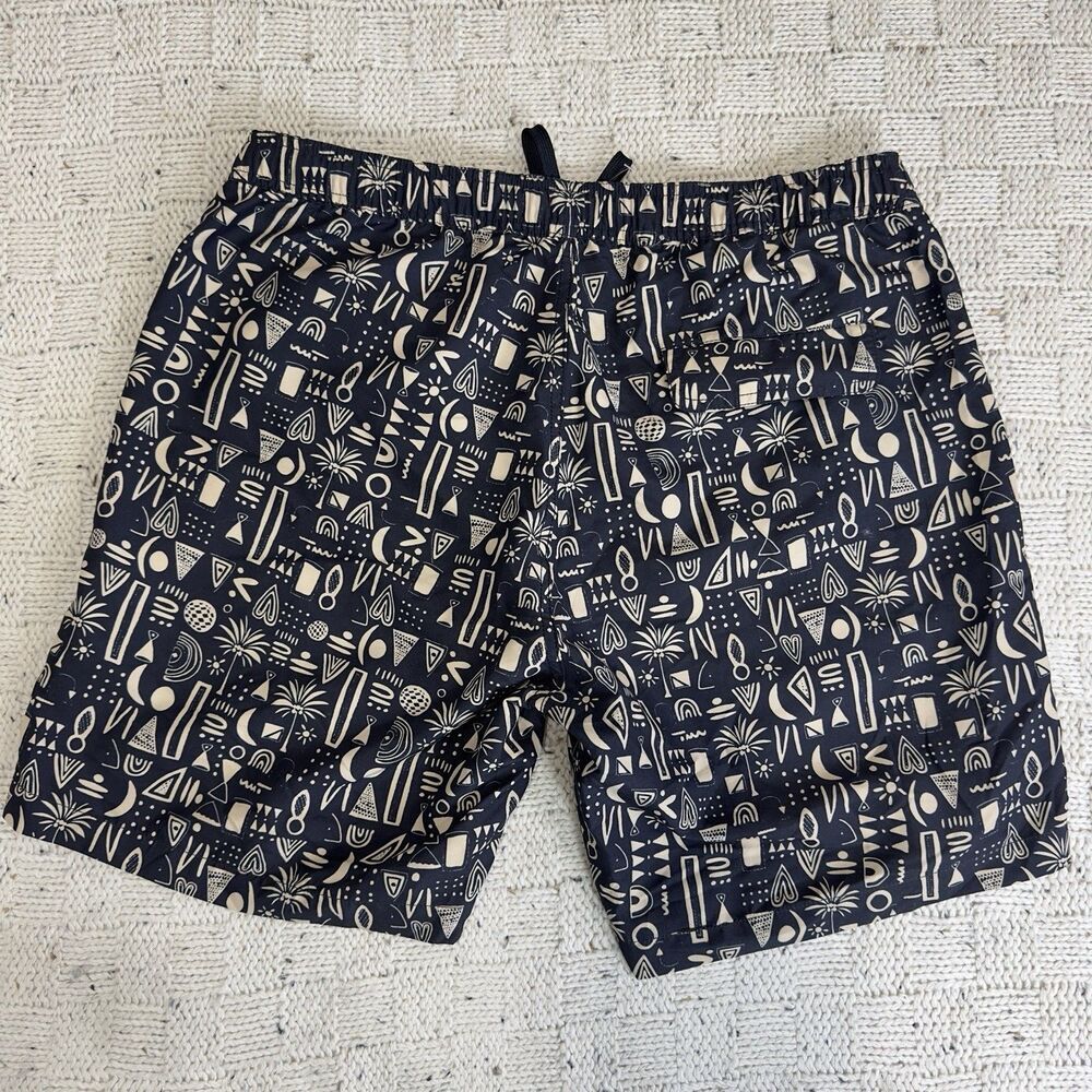 Onia Calder Swim Trunks Mens XL Blue Geometric Print Lined Beach Shorts - Picture 2 of 11